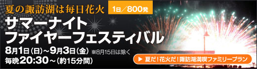 サマーナイトファイヤーフェスティバル　夏だ！花火だ！諏訪湖満喫ファミリープラン